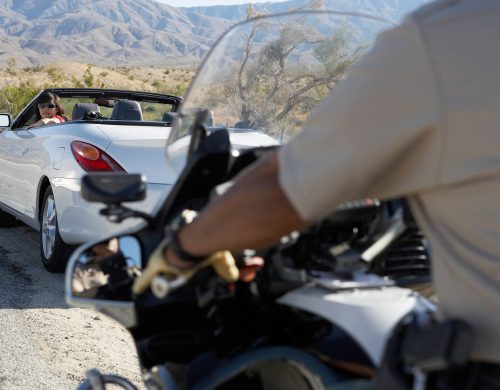 A motorcycle police officer in Titusville.